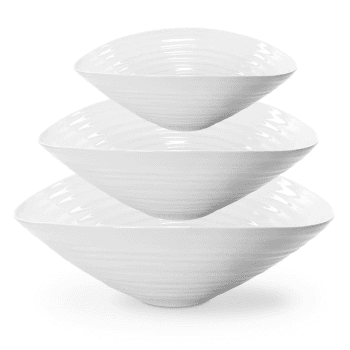 Image showing the Ceramics Set of 3 salad bowls, 33/28.5/24cm, White product.