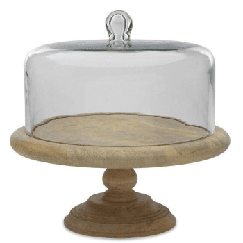 Image showing the Recycled Dome Cake Stand, H35 x D35cm, Mango Wood and Glass product.