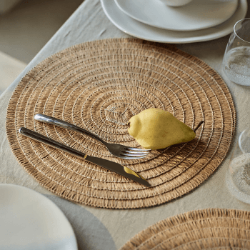 Image showing the Hessian Set of 4 Woven Round Placemats, D38cm, Natural product.