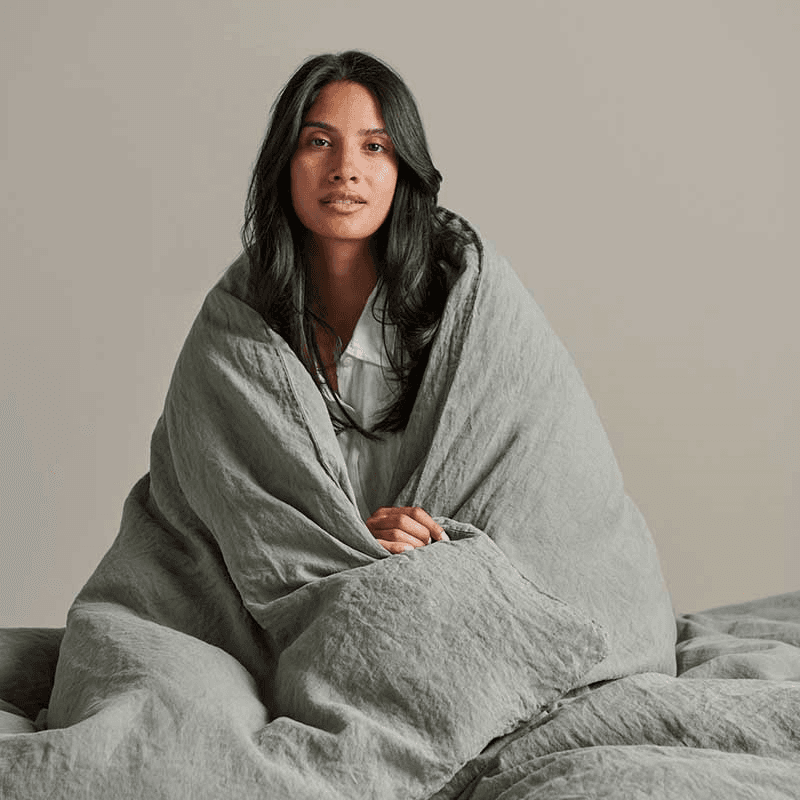 Linen Duvet Cover, Double, Moss