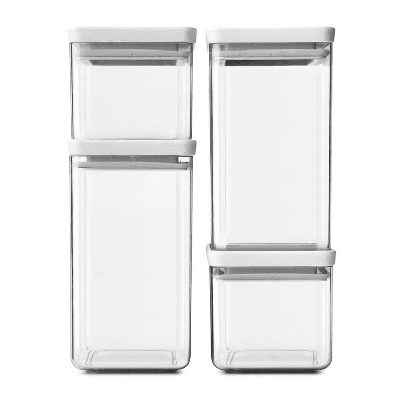 Tasty+ Square Canisters Set of 4, Light Grey