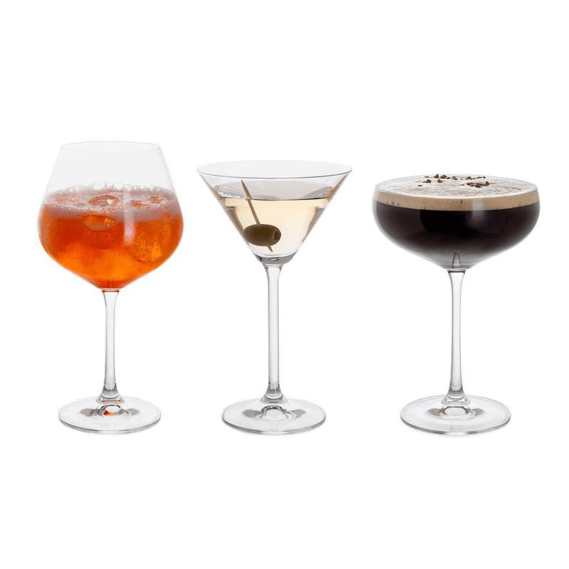 Cocktail Hour Set of 3 Cocktail Glasses, Clear
