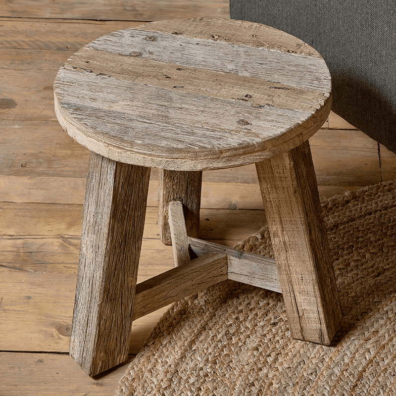 Ibo Reclaimed Wood Round Side Table, Natural