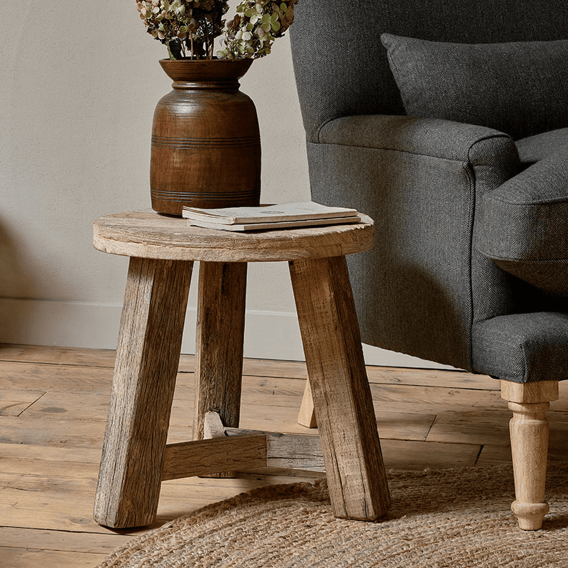 Ibo Reclaimed Wood Round Side Table, Natural