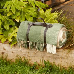 Image showing the Block Check Polo Picnic Rug, 145 x 183cm, Olive product.