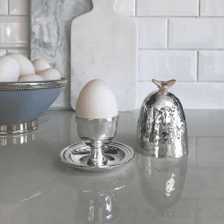 Image showing the Bee Egg cup, H11 x W9cm, Silver product.