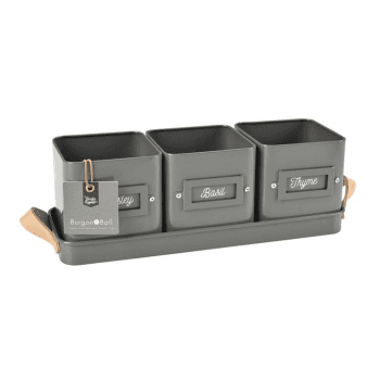 Image showing the Enamelware Herb Pot, Set of 3, Charcoal, Grey product.
