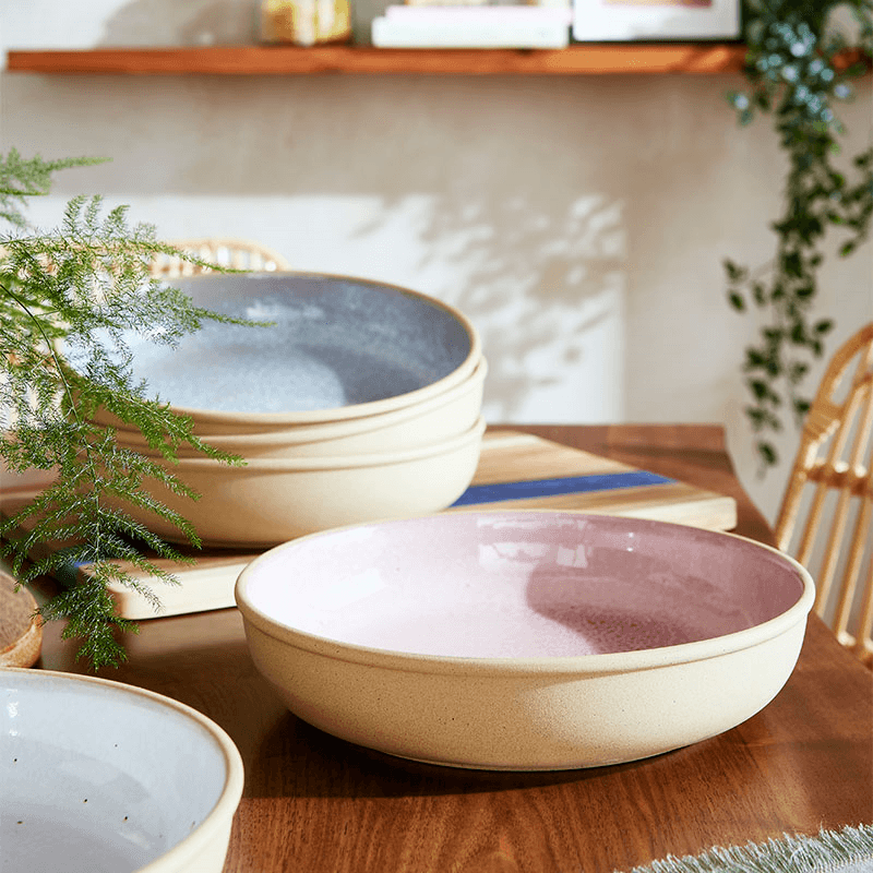 Minerals Set of 4 Low Bowls, D22cm, Rose Quartz