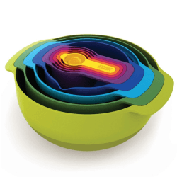 Image showing the Nest Plus 9 piece stacking bowl and measuring set, Multi-Coloured product.