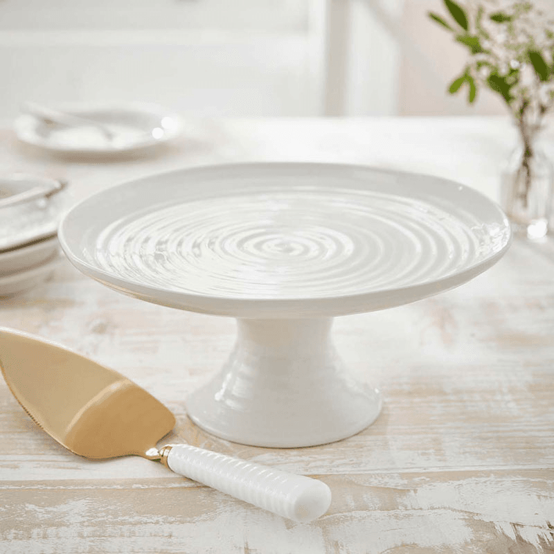 Ceramics Footed cake plate, 24 x 10cm, White