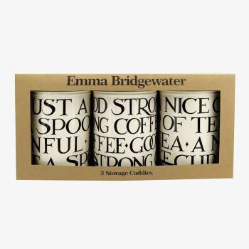Image showing the Black Toast Set 3 Round Caddies, 11cm x 15cm, Cream / Black product.