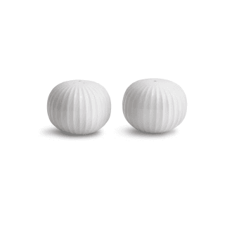 Image showing the Hammershoi Set of salt and pepper shakers, W6 x H4.5cm, White product.