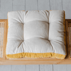 Image showing the Cushioned Seat Pad, L40 x W40cm, Natural and Yellow product.