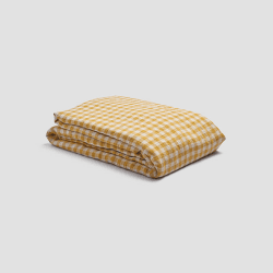 Image showing the Gingham Linen Duvet Cover, King, Honey product.