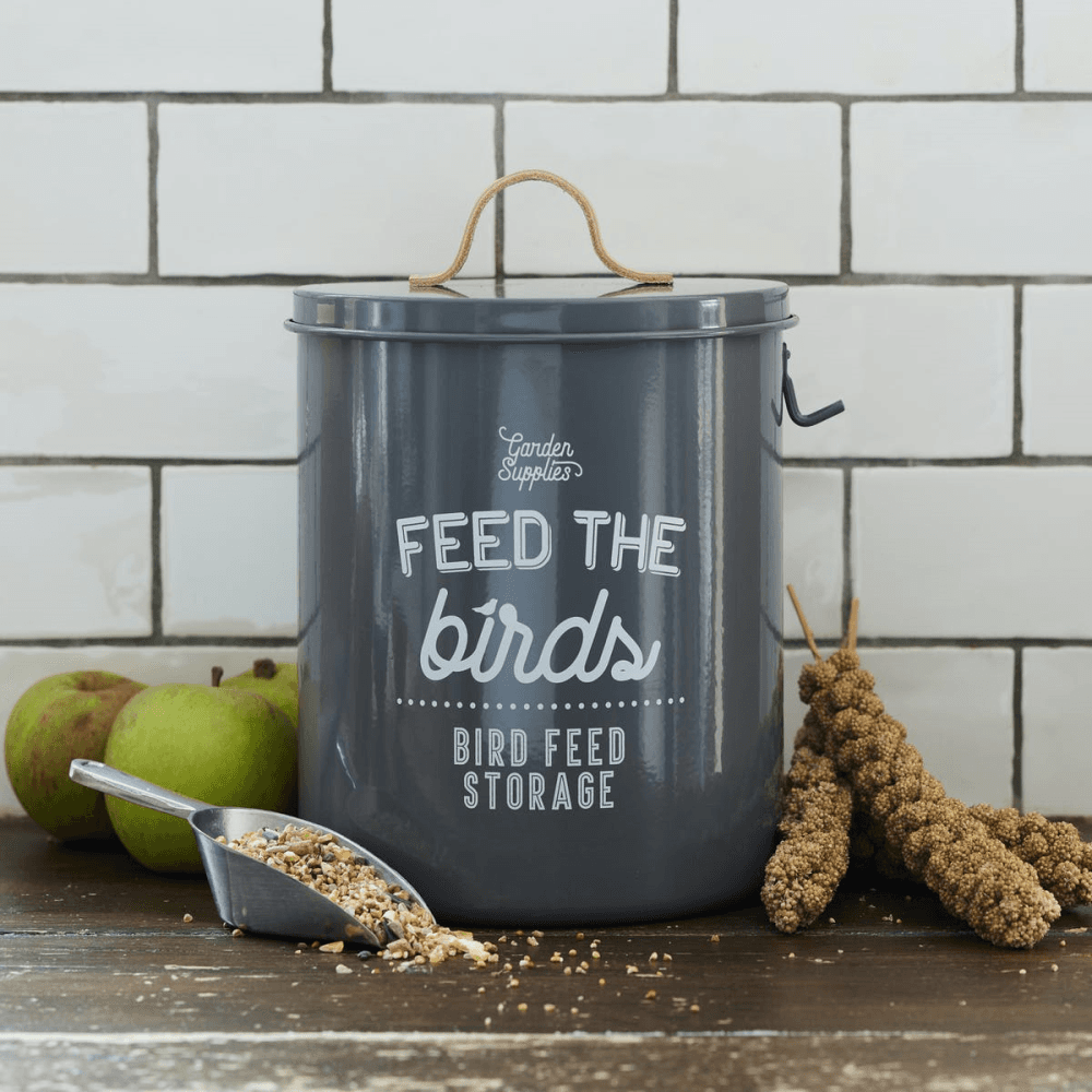 Enamelware Bird Feed Tin, Charcoal, Grey