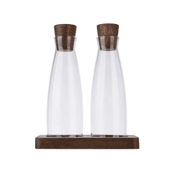 Image showing the Oil & vinegar set, L14 x W7 x H17cm, Acacia Wood / Glass product.