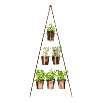 Image showing the Outdoor Wall Plant Stand with Planters, H128 x W51cm, Gold product.