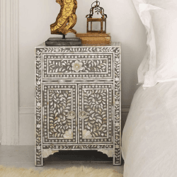 Image showing the Classic Inlay Side table, H60 x W43 x D30, Grey Mother Of Pearl product.