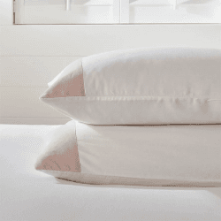 Image showing the Portobello Super King Oxford Pillowcase, White/Petal product.