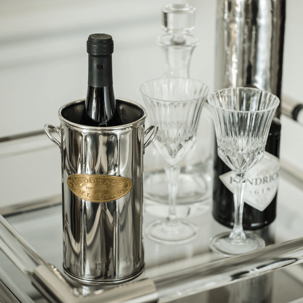 Heritage Wine bottle holder tall, 21 x 11cm, Stainless Steel And Brass
