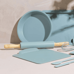 Image showing the Silicone Rolling Pin With Wooden Handles, 24 cm, Teal product.
