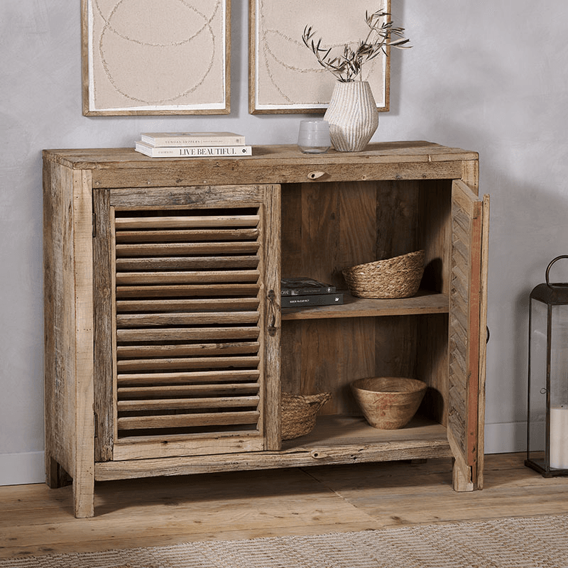 Ibo Reclaimed Wooden Slatted Sideboard, Natural