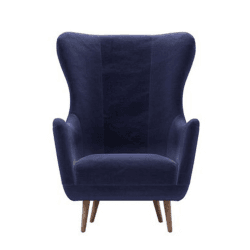 Image showing the Louis Armchair, Prussian Blue Cotton Matt Velvet, Prussian Blue product.