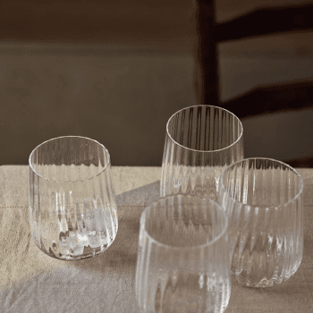 Image showing the Ribbed Set of 4 Ribbed Tumblers, H11cm, Clear product.