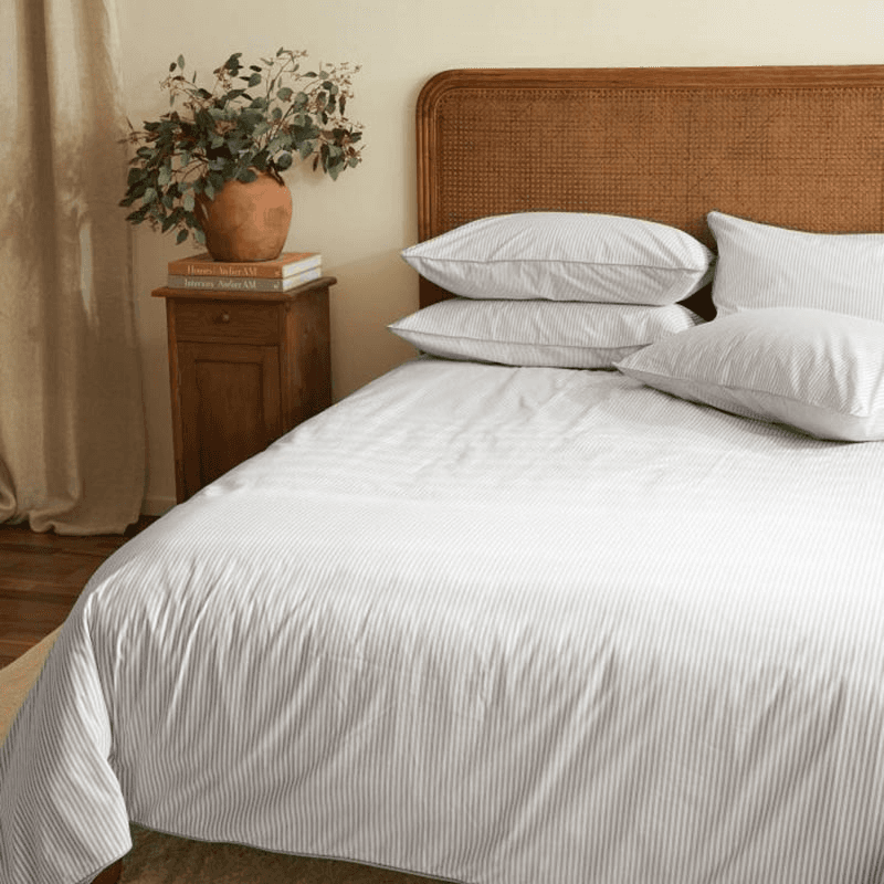 The Stripe 200 Thread Count Duvet Cover, King, Grey