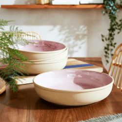 Image showing the Minerals Set of 4 Low Bowls, D22cm, Rose Quartz product.