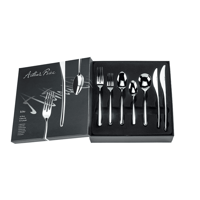 Signature Echo 42 Piece 6 Person Boxed Cutlery Set, Stainless Steel