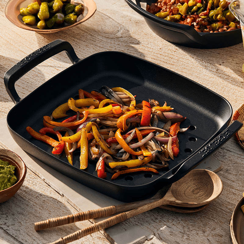 BBQ Square Grill Cooking Basket, 30cm, Satin Black