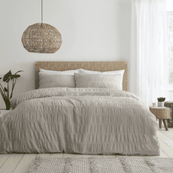 Image showing the Seersucker Super King Duvet Set, Natural product.