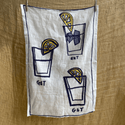 Image showing the G&T Tea Towel, 50 x 70cm, White/Blue/Yellow product.