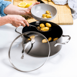 Image showing the Copenhagen Non-Stick Casserole with Lid, 26, Black product.