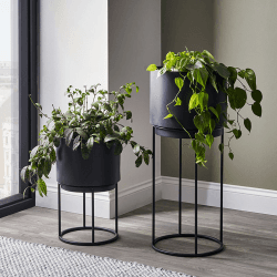 Image showing the Metal Circular Set of 2 Planters, Graphite product.