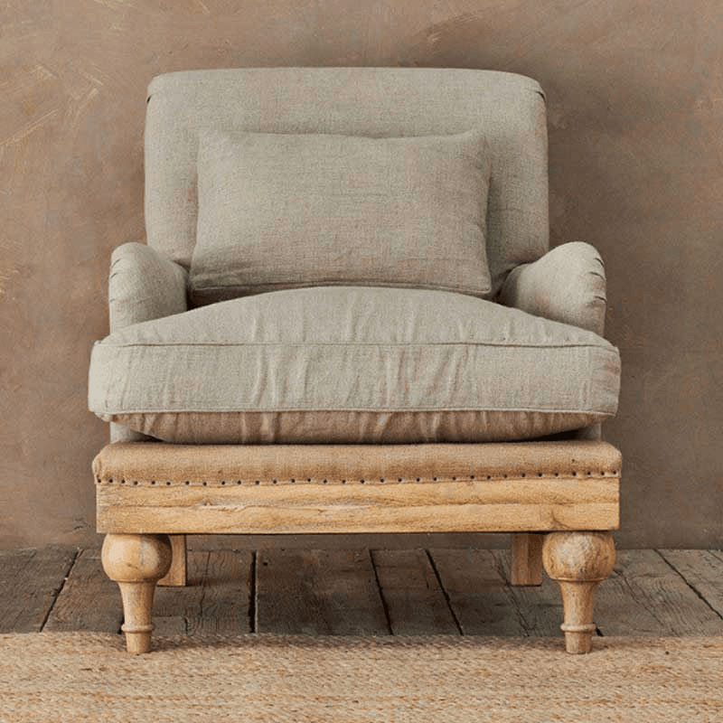 Abe Linen Armchair, Stone