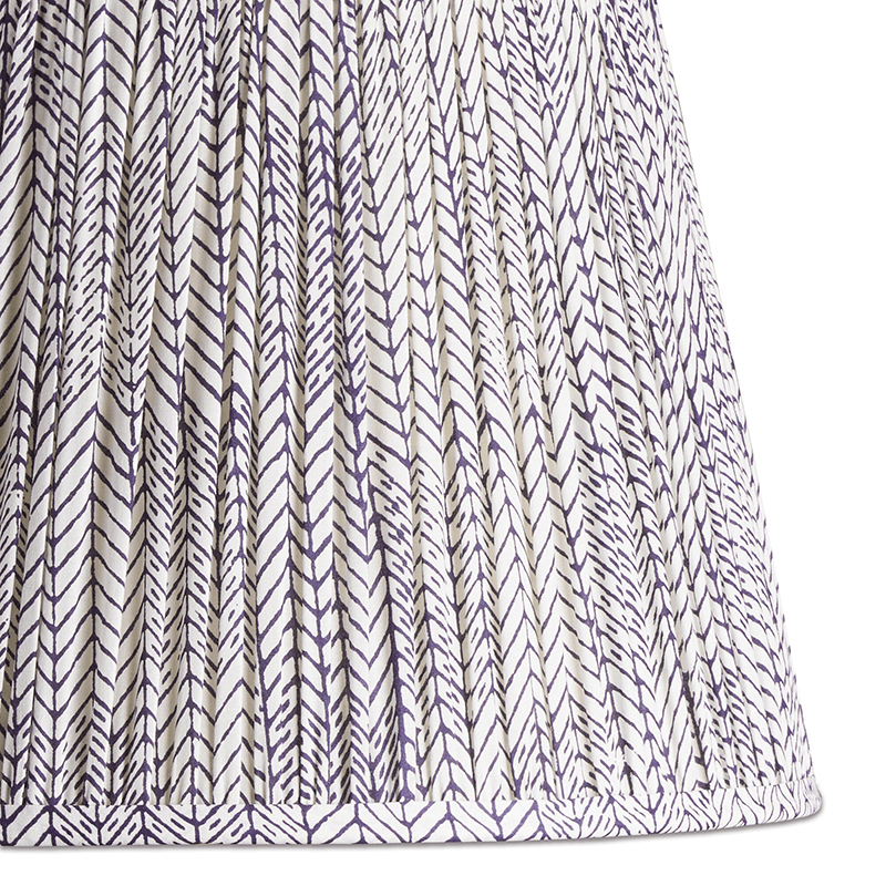 Straight empire Shade, 40cm, navy & white wonky chev block printed cotton
