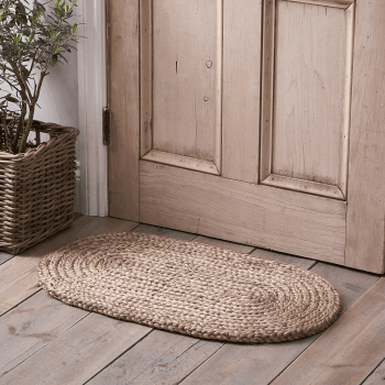 Image showing the Braided oval doormat, 77 x 46cm, natural jute product.
