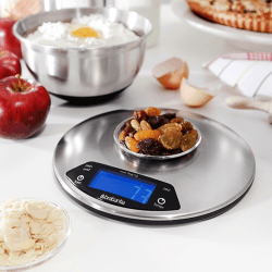 Image showing the Round Digital Kitchen Scales, Matt Steel product.