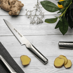Image showing the Ukon Scalloped Utility Knife, 15cm, Silver product.