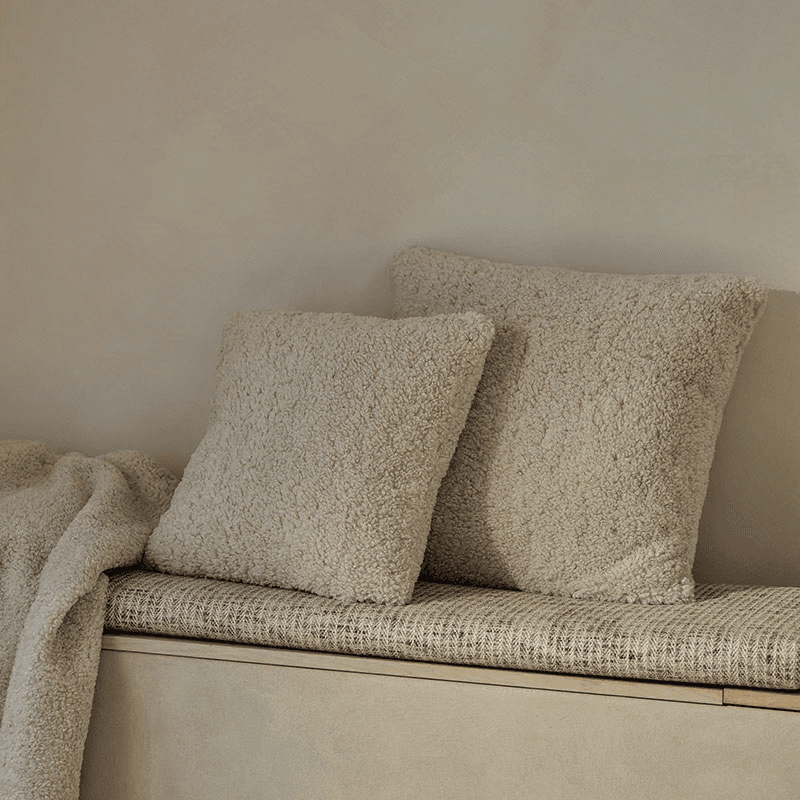 Olann Faux Shearling Cushion, 55 x 55cm, Natural