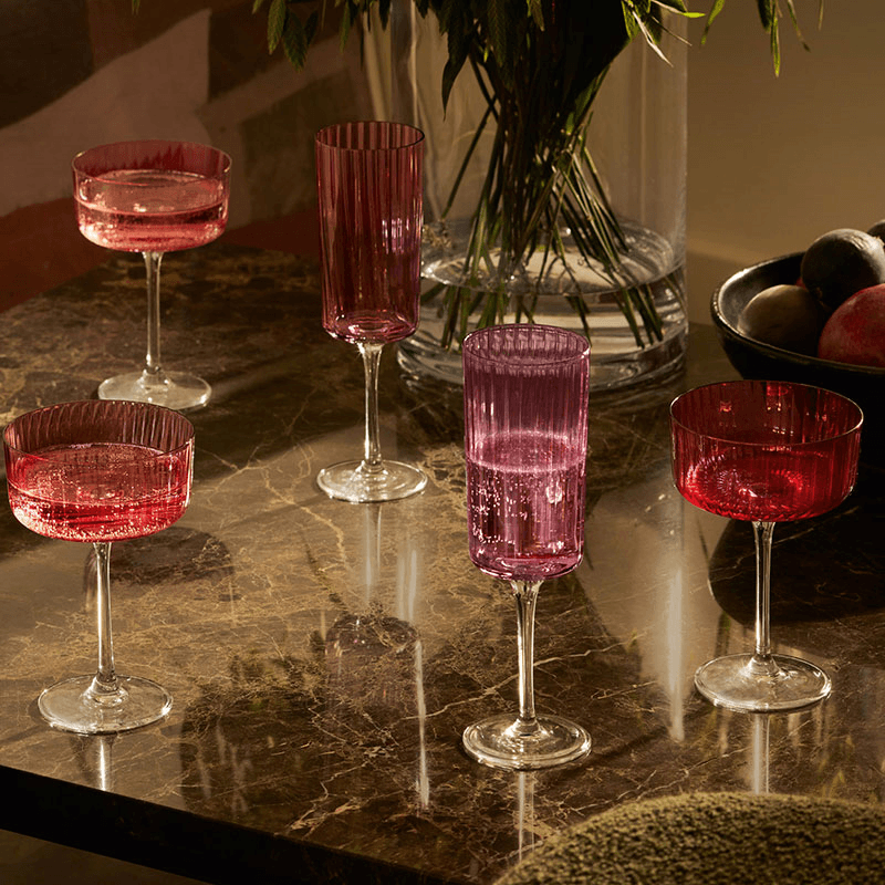 Gems Set of 4 Champagne/Cocktail Glasses, 230ml, Garnet
