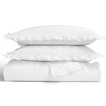 Image showing the Organic Retreat Ruffle Duvet Set, King, White product.