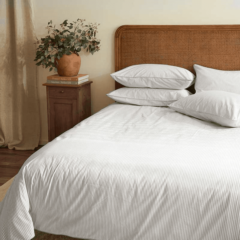The Stripe 200 Thread Count Pair of Pillowcases, Standard, Grey