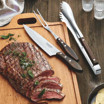 Image showing the Barbecue Set, 3 Piece, Brown, Brown/Silver product.
