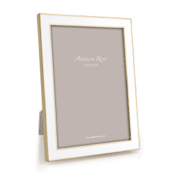 Image showing the Enamel Range Photograph frame, 8 X 10" with 15mm border, White With Gold Plate product.