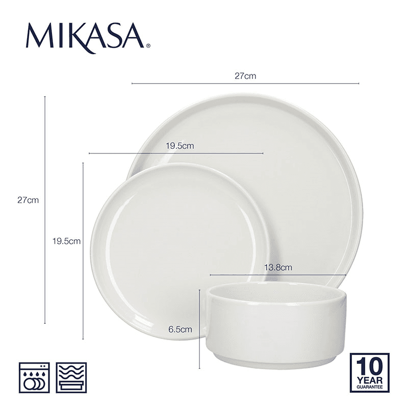 Camberlie 12 Piece Porcelain Dinnerware Set, White