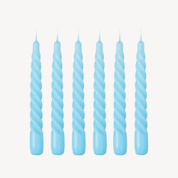 Image showing the Twist Set of 6 Dinner Candles, H20cm, Sky Blue product.