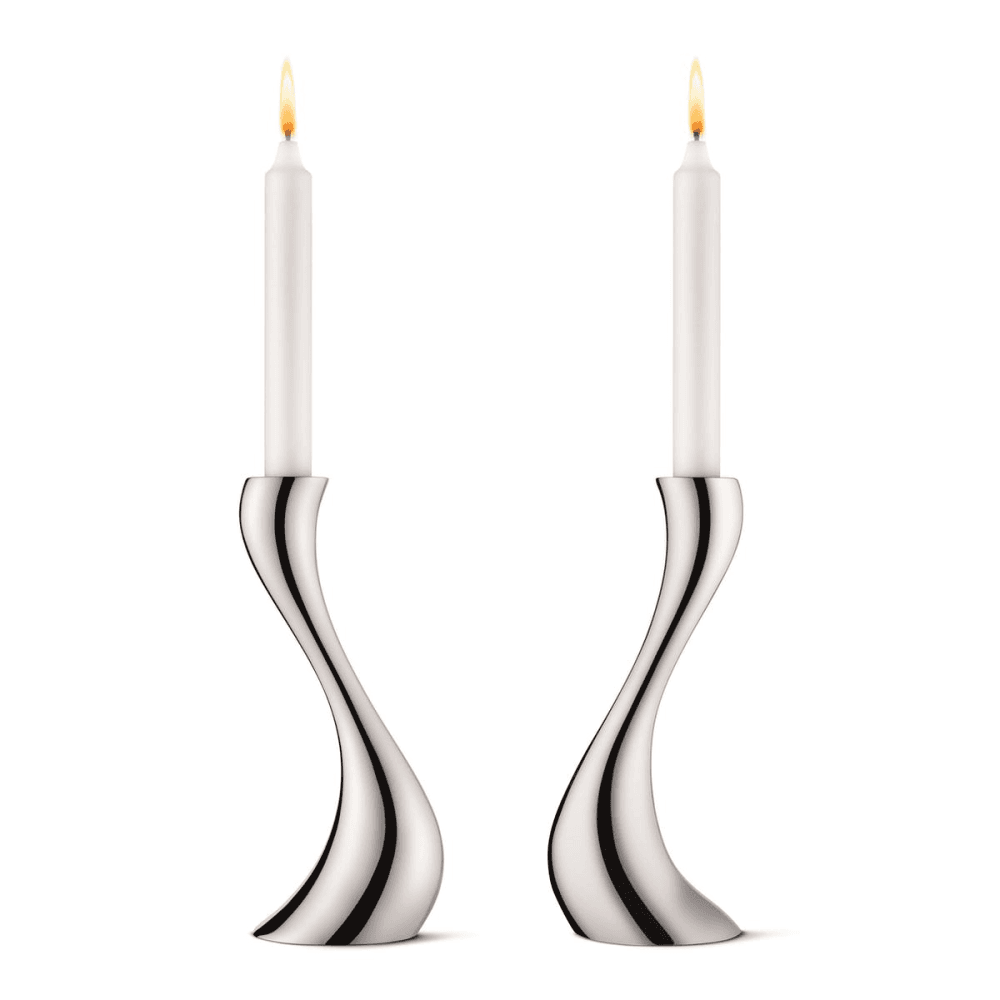 Cobra Pair of candleholders, 20cm, Stainless Steel
